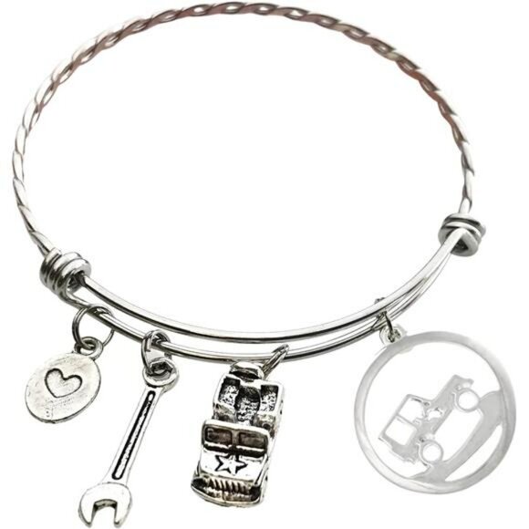 Off Road Charm Bracelet Stainless Steel Wrench 4x4 Jeep Bangle Jewelry Gift - Picture 1 of 4